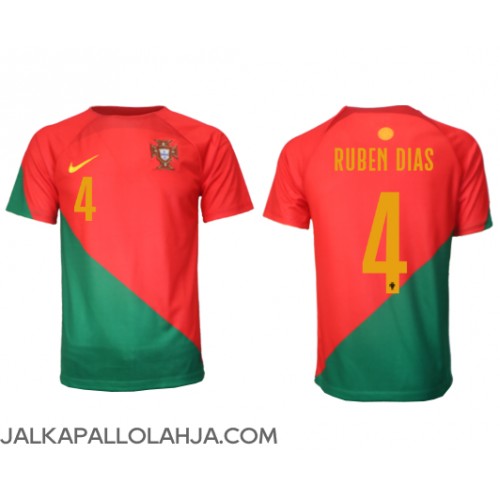 Portugali Ruben Dias #4 Kopio Koti Pelipaita MM-kisat 2022 Lyhyet Hihat
